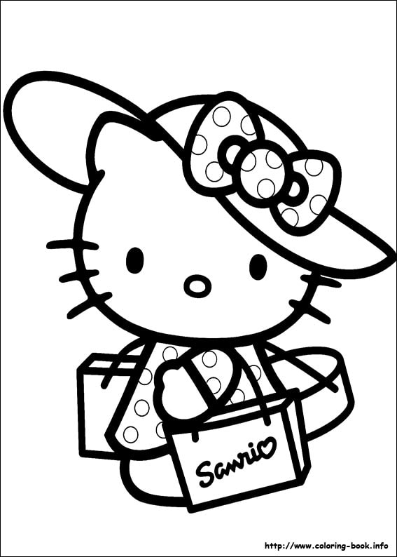 Dibujo para Colorear de Hello Kitty de compras